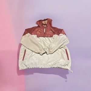 Wondery Women’s Brown & Cream Colorblock Hooded Windbreaker Pullover